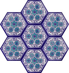 Armada Çini 21x23 Cm AL 8 Selçuklu Desenli  Altıgen Çini Karo