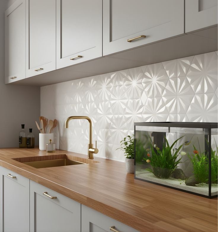 Armada Çini 15x17 Cm Çiçekli Beyaz Altıgen Seramik