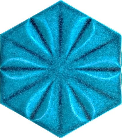 Armada Çini 15x17 Cm Çiçekli TurkuazAltıgen Seramik