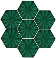 Armada Çini 15x17 Cm Çiçekli Yeşil Altıgen Seramik