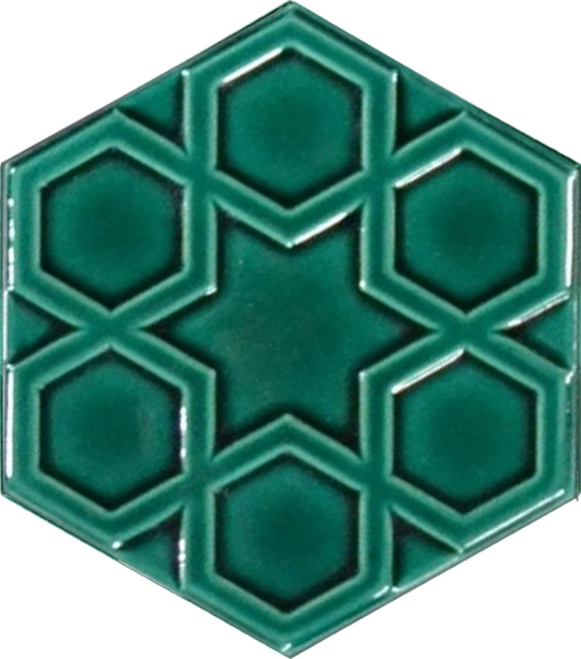 Armada Çini 15x17 Cm Rölyefli Yıldız Yeşil Altıgen Seramik