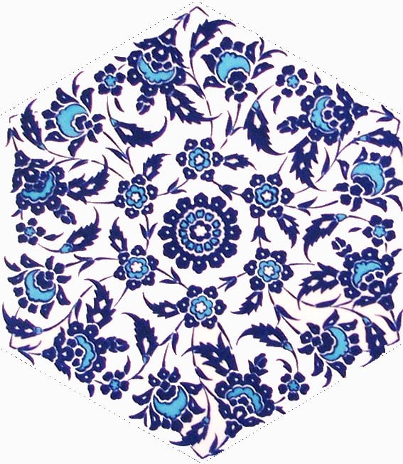 Armada Çini 21x23 Cm AL 3 Osmanlı Desenli  Altıgen Çini Karo