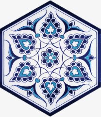 Armada Çini 21x23 Cm AL 4 İznik Desenli  Altıgen Çini Karo