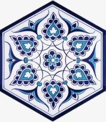 Armada Çini 21x23 Cm AL 4 İznik Desenli  Altıgen Çini Karo