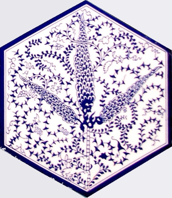 Armada Çini 21x23 Cm AL 07 Altıgen Çini Desenli İznik Karo