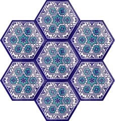 Armada Çini 21x23 Cm AL 8 Selçuklu Desenli  Altıgen Çini Karo