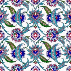 Armada Çini 20x20 Cm AC 1 Yaprak Desenli Kütahya Çini Karo