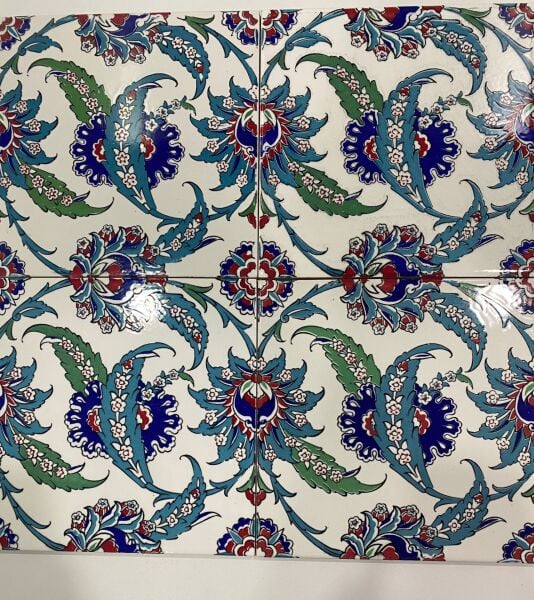 Armada Çini 20x20 Cm AC 1 Yaprak Desenli Kütahya Çini Karo