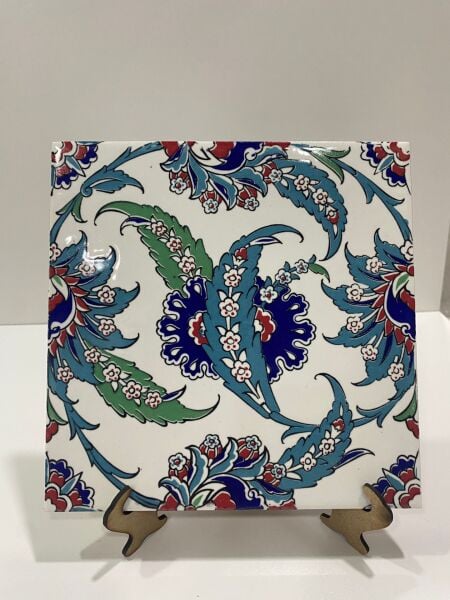 Armada Çini 20x20 Cm AC 1 Yaprak Desenli Kütahya Çini Karo