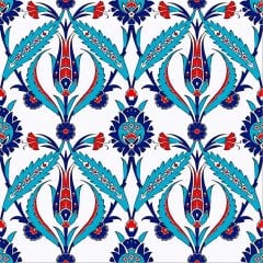 Armada Çini 20x20 Cm Ac 2 Kırmızı Lale Desenli İznik Çini Karo