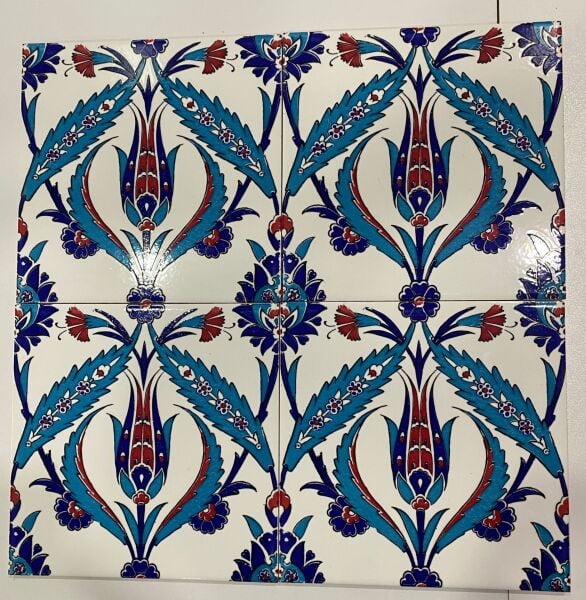 Armada Çini 20x20 Cm Ac 2 Kırmızı Lale Desenli İznik Çini Karo