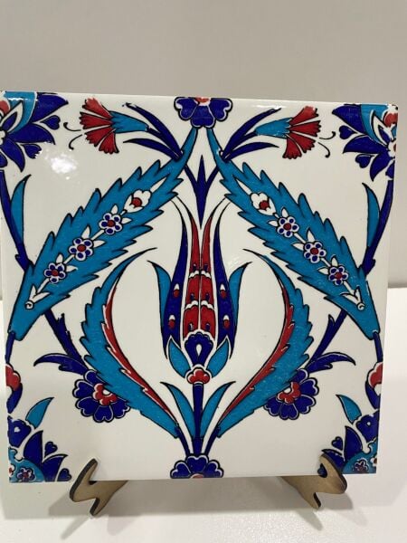 Armada Çini 20x20 Cm Ac 2 Kırmızı Lale Desenli İznik Çini Karo
