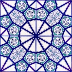 Armada Çini 20x20 Cm AC 3 A Geometrik Mavi Beyaz Desen Çini Karo