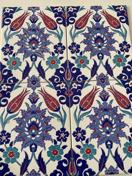 Armada Çini 20X20 Cm Ac 4 İznik Lale Desen Kütahya Çini Karo