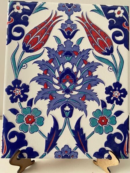 Armada Çini 20X20 Cm Ac 4 İznik Lale Desen Kütahya Çini Karo