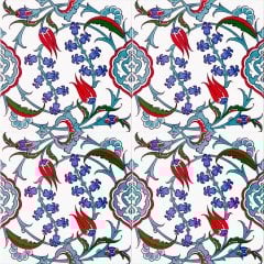Armada Çini 20x20 Cm Ac 5 İznik Dönence Çiçek Desenli Çini Karo