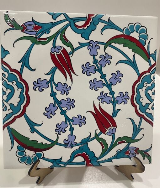 Armada Çini 20x20 Cm Ac 5 İznik Dönence Çiçek Desenli Çini Karo