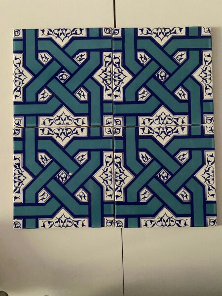 Armada Çini 20x20 Cm Ac 6 Selçuklu Turkuaz Zincir Geçme  Çini Karo