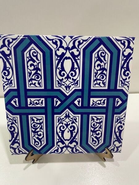 Armada Çini 20x20 Cm Ac 9 Selçuklu Mavi Zincir Desenli Çini Karo
