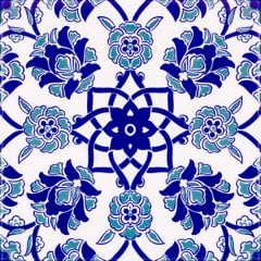 Armada Çini 20x20 Cm Ac 10 Selçuk Mavi Çiçek Desenli Kütahya Çini