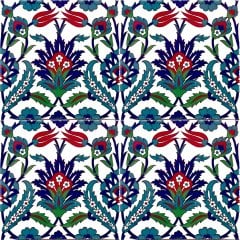 Armada Çini 20x20 Cm Ac 19 Laleli Desen Osmanlı Çini Seramik Karo