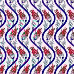 Armada Çini 20x20 Cm Ac 20 Sarmaşık Lale Desenli Çini Seramik Karo