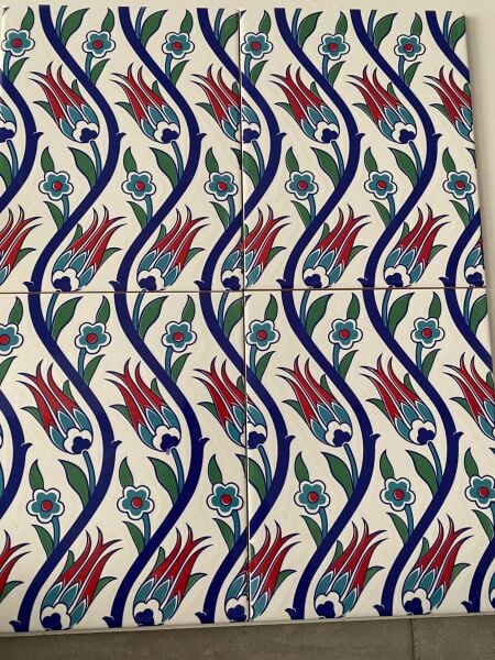 Armada Çini 20x20 Cm Ac 20 Sarmaşık Lale Desenli Çini Seramik Karo