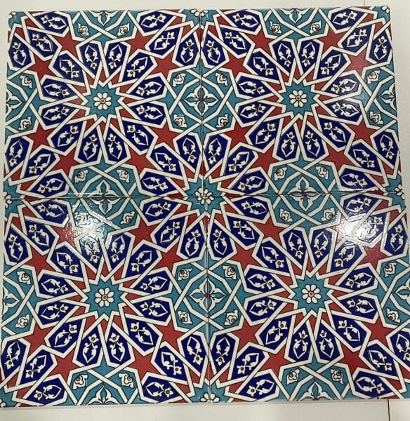 Armada Çini 20x20 Cm Ac 28 Geometrik Desenli İznik Kırmızı Çini Karo