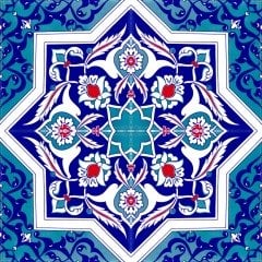 Armada Çini 20x20 Cm Ac 49 Türkmen Yıldız Desenli Kütahya Çini Karo