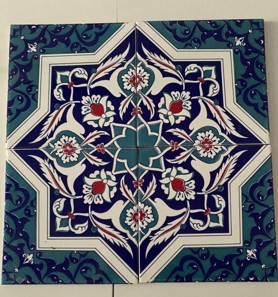 Armada Çini 20x20 Cm Ac 49 Türkmen Yıldız Desenli Kütahya Çini Karo