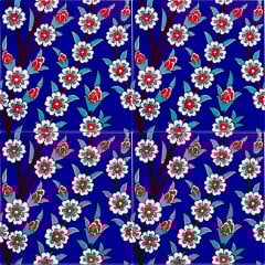 Armada Çini 20x20 Cm Ac 60 Kobalt Papatya Kütahya Çini Desenli Karo