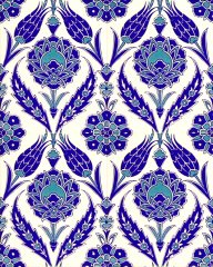 Armada Çini 20x25 Cm Ac 308 Mavi Beyaz Lale desen Kütahya Çini Karo