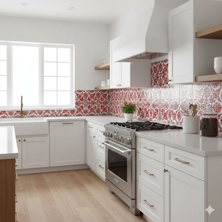 Armada Çini 20x20 Cm SP 83 Kırmızı Beyaz İznik Rumi Desenli Çini Karo