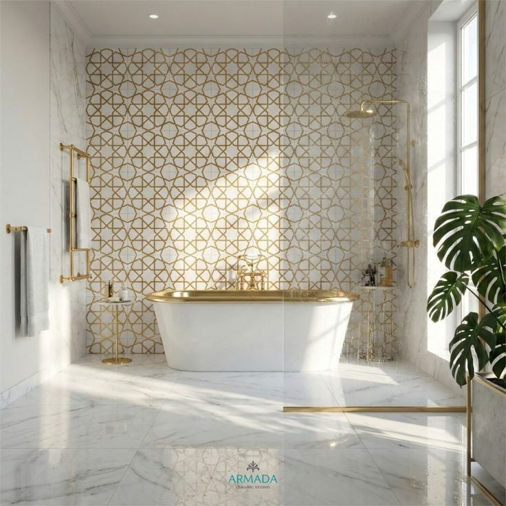 Armada Çini 20x20 Cm SP 89 Beyaz Metalik Kütahya Çinisi Karo