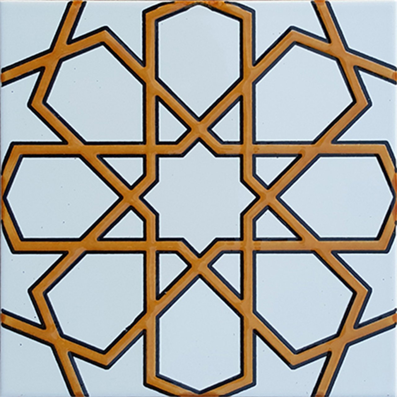 Armada Çini 20x20 Cm SP 89-v Sarı Beyaz Türkmen Yıldızı Çini Karo