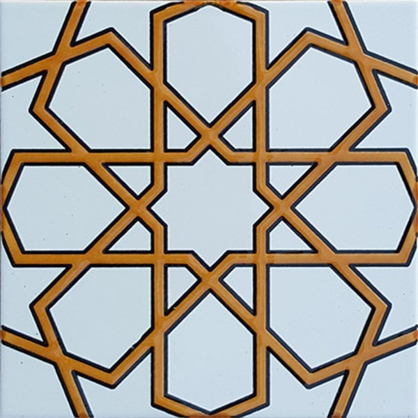 Armada Çini 20x20 Cm SP 89-v Sarı Beyaz Türkmen Yıldızı Çini Karo