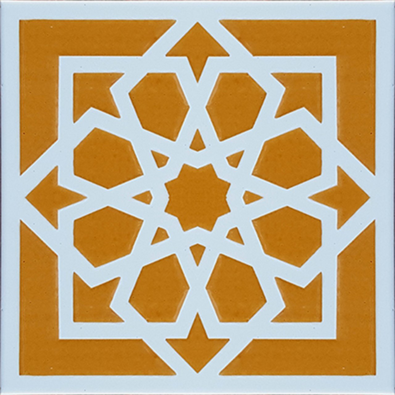 Armada Çini 20x20 Cm SP 101 Sarı Türk Yıldızı Kütahya İznik Çini Karo