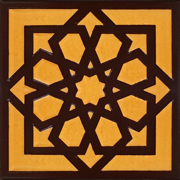 Armada Çini 20x20 Cm SP 101 Kahve Türk Yıldızı Kütahya İznik Çini Karo