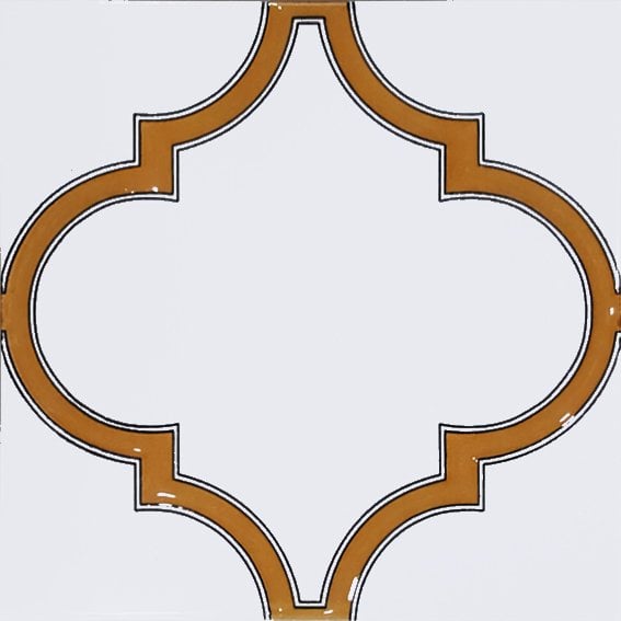Armada çini 20x20 cm SP 103 Arabesk Sarı Beyaz Desenli Kütahya çini