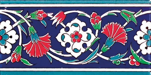 Armada Çini 10x20 Cm KS 43 Karanfil Desenli Seramik Çini Bordür