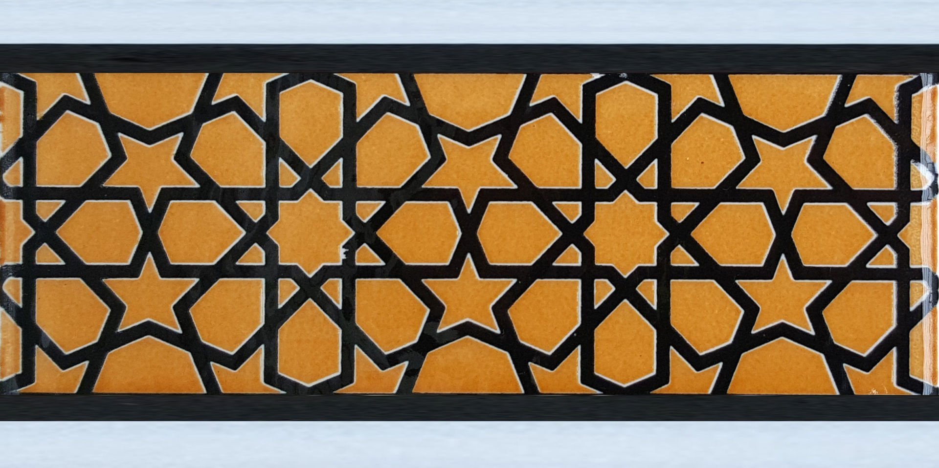 Armada Çini 10x20 cm KS-72 Sarı Türkmen Yıldızı Çini Karo Bordür