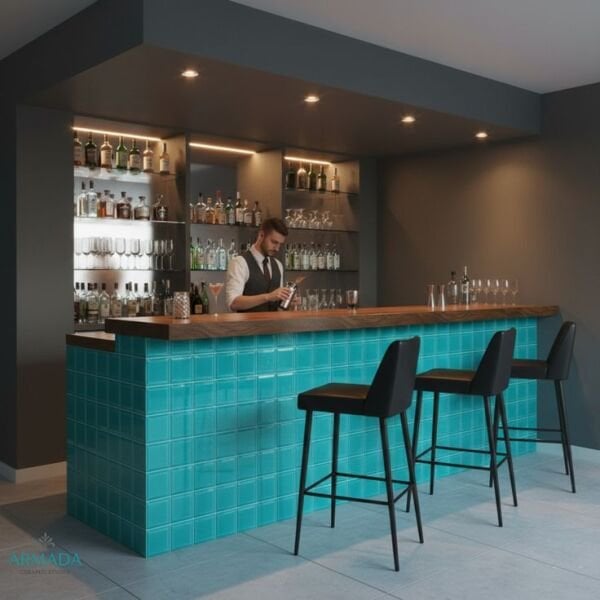 Armada Çini 12,5x12,5 Cm Metro Turkuaz Çini Seramik Karo