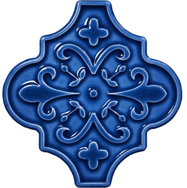 Armada Çini 12x12 Ottoman Çiçekli Arabesk Kobalt Çini