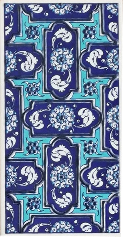 Armada Çini 10x20 Cm ED 220 Mavi Geometrik Eldekoru Çini Karo