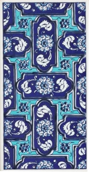 Armada Çini 10x20 Cm ED 220 Mavi Geometrik Eldekoru Çini Karo