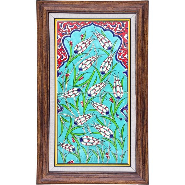 Armada Çini 20x40 Cm ED 154 Mavili Lalezar Eldekoru Çini Pano