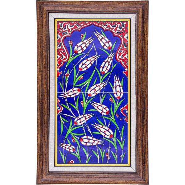 Armada Çini 20x40 Cm ED 158 Mavi Selvi Eldekoru Çini Pano