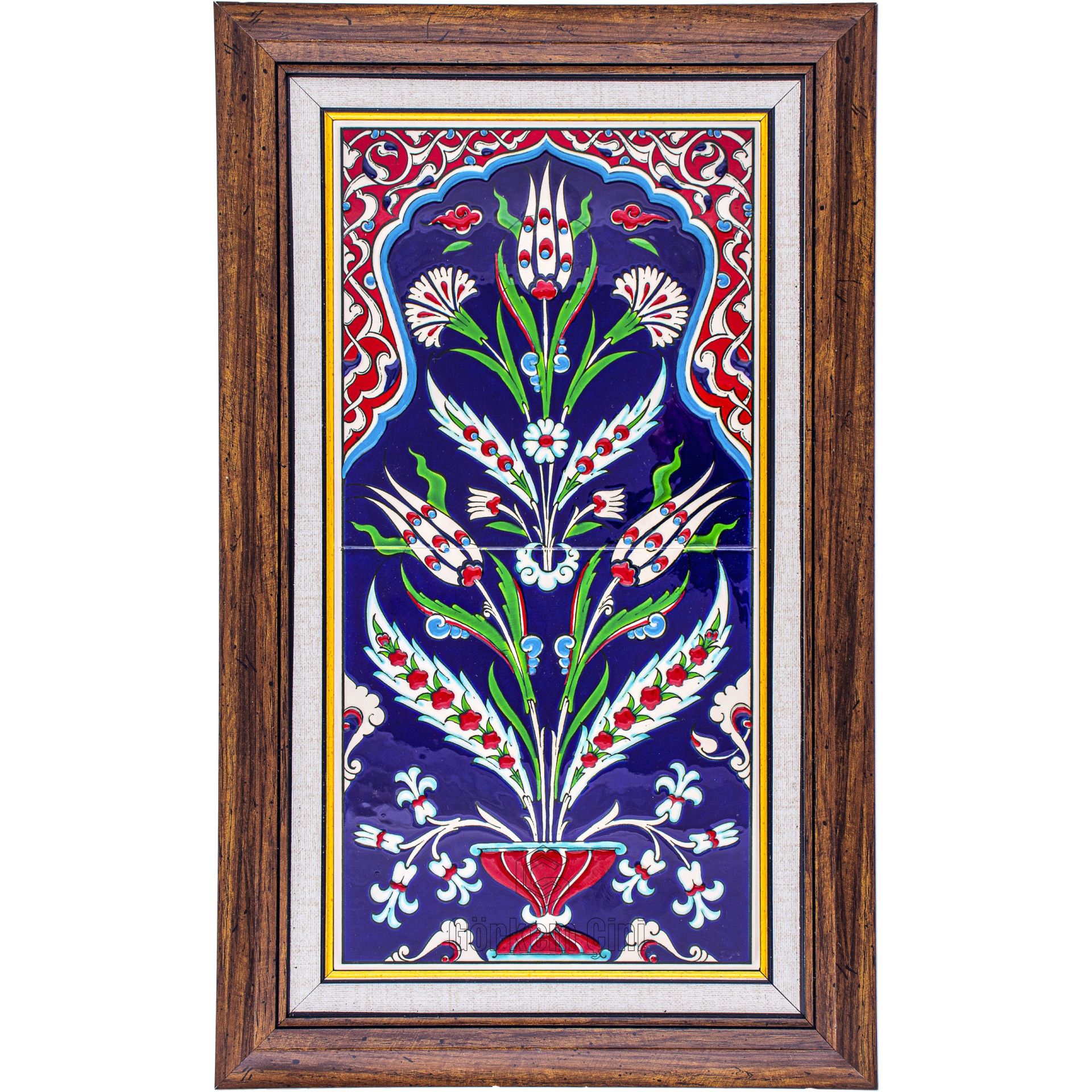 Armada Çini 20x40 Cm ED 160 Karanfil Kıvrık Yaprak El dekoru Çini Pano