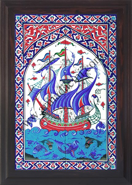 Armada Çini 40x60 Cm ED 501 Osmanlı Kalyon Eldekoru Çini Pano