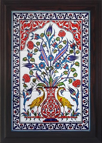 Armada Çini 40x60 Cm ED 513 Sarı Sülünlü Eldekoru Çini Pano